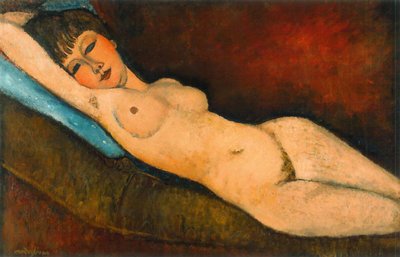 Nudo disteso sul cuscino blu da Amedeo Modigliani